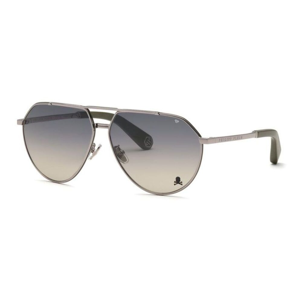 Philipp Plein Sunglasses Aviator Full Rim, Shiny Gunmetal Frame and Light